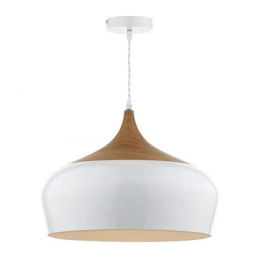 dar lighting Dar Lighting Group, Dar GAU8602 Gaucho 1 Light Pendant White Large (S) - dar lighting Dar Lighting Group, Dar GAU8602 Gaucho 1 Light Pendant White Large (S)