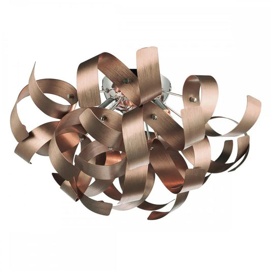 dar lighting Där Lighting Group, Dar RAW0464 Rawley 4 Light Ribbon Flush Satin Copper - dar lighting Där Lighting Group, Dar RAW0464 Rawley 4 Light Ribbon Flush Satin Copper