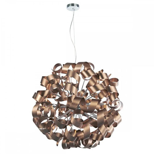 dar lighting Där Lighting Group, Dar RAW1264 Rawley 12 Light Ribbon Pendant Satin Copper - dar lighting Där Lighting Group, Dar RAW1264 Rawley 12 Light Ribbon Pendant Satin Copper