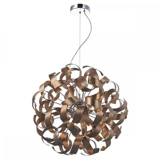 dar lighting Där Lighting Group, Dar RAW1364 Rawley 9 Light Ribbon Pendant Satin Copper - dar lighting Där Lighting Group, Dar RAW1364 Rawley 9 Light Ribbon Pendant Satin Copper