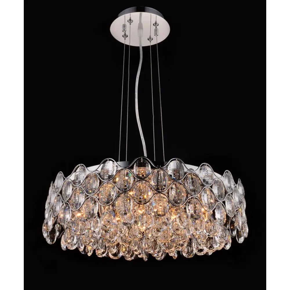 impex Impex Lighting CF412181/12/CH Raina Crystal Chrome Pendant - impex Impex Lighting CF412181/12/CH Raina Crystal Chrome Pendant