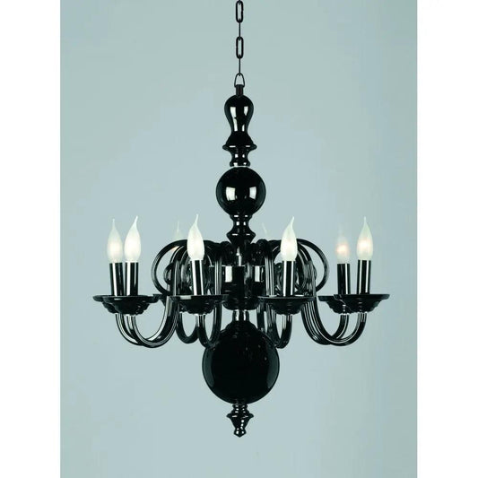 impex Impex Lighting CB05519/08/BLK Salas Glass Chandelier Black - impex Impex Lighting CB05519/08/BLK Salas Glass Chandelier Black