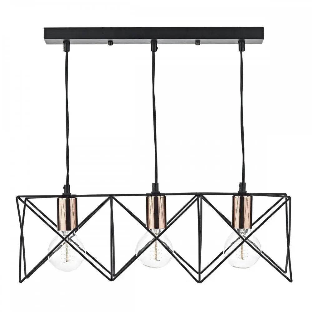 dar lighting Där Lighting Group, Dar MID0322 Midi 3 Light Bar Pendant Black - dar lighting Där Lighting Group, Dar MID0322 Midi 3 Light Bar Pendant Black