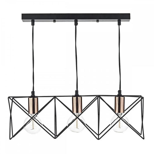 dar lighting Där Lighting Group, Dar MID0322 Midi 3 Light Bar Pendant Black - dar lighting Där Lighting Group, Dar MID0322 Midi 3 Light Bar Pendant Black