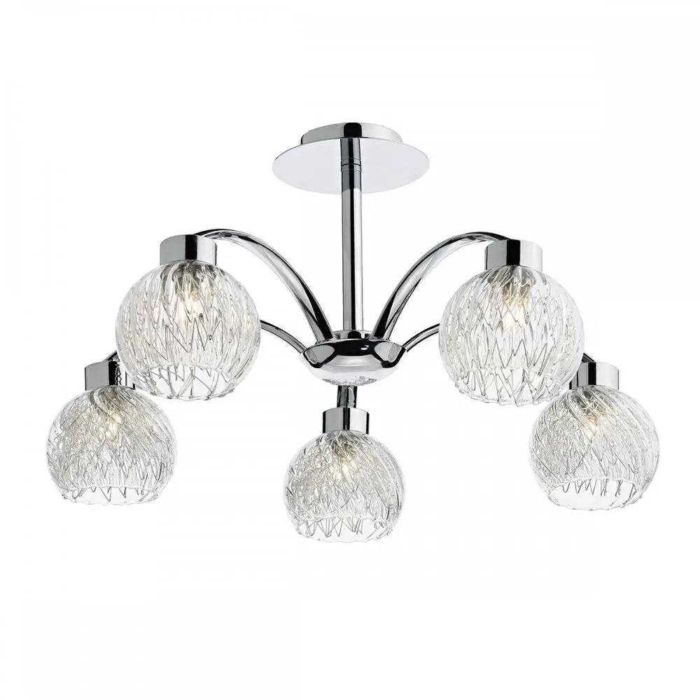 dar lighting Där Lighting Group, Dar YAS0550 Yasmin Semi Flush Polished Chrome - dar lighting Där Lighting Group, Dar YAS0550 Yasmin Semi Flush Polished Chrome