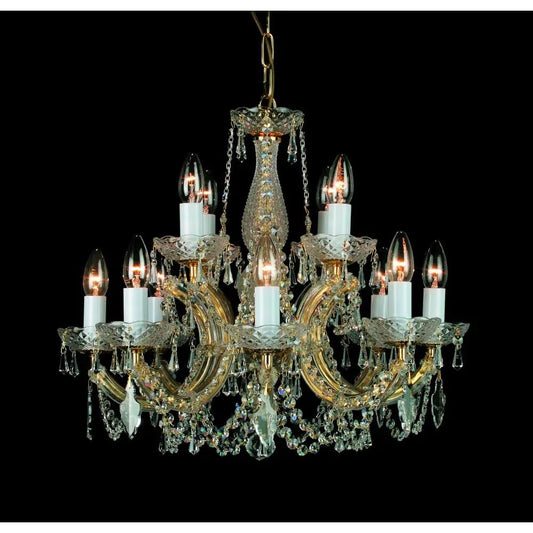 impex Impex Lighting CP00150/8+4/G Marie Theresa Glass Arm Gold Chandelier - impex Impex Lighting CP00150/8+4/G Marie Theresa Glass Arm Gold Chandelier
