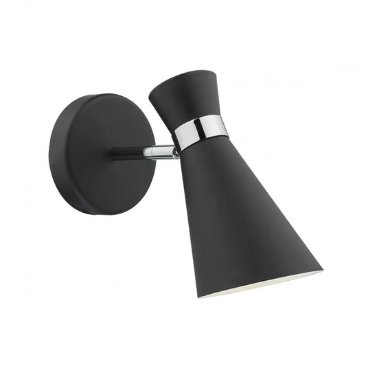 dar lighting Där Lighting Group, Dar ASH0722 Ashworth 1 Light Wall Bracket Black Polished Chrome - dar lighting Där Lighting Group, Dar ASH0722 Ashworth 1 Light Wall Bracket Black Polished Chrome