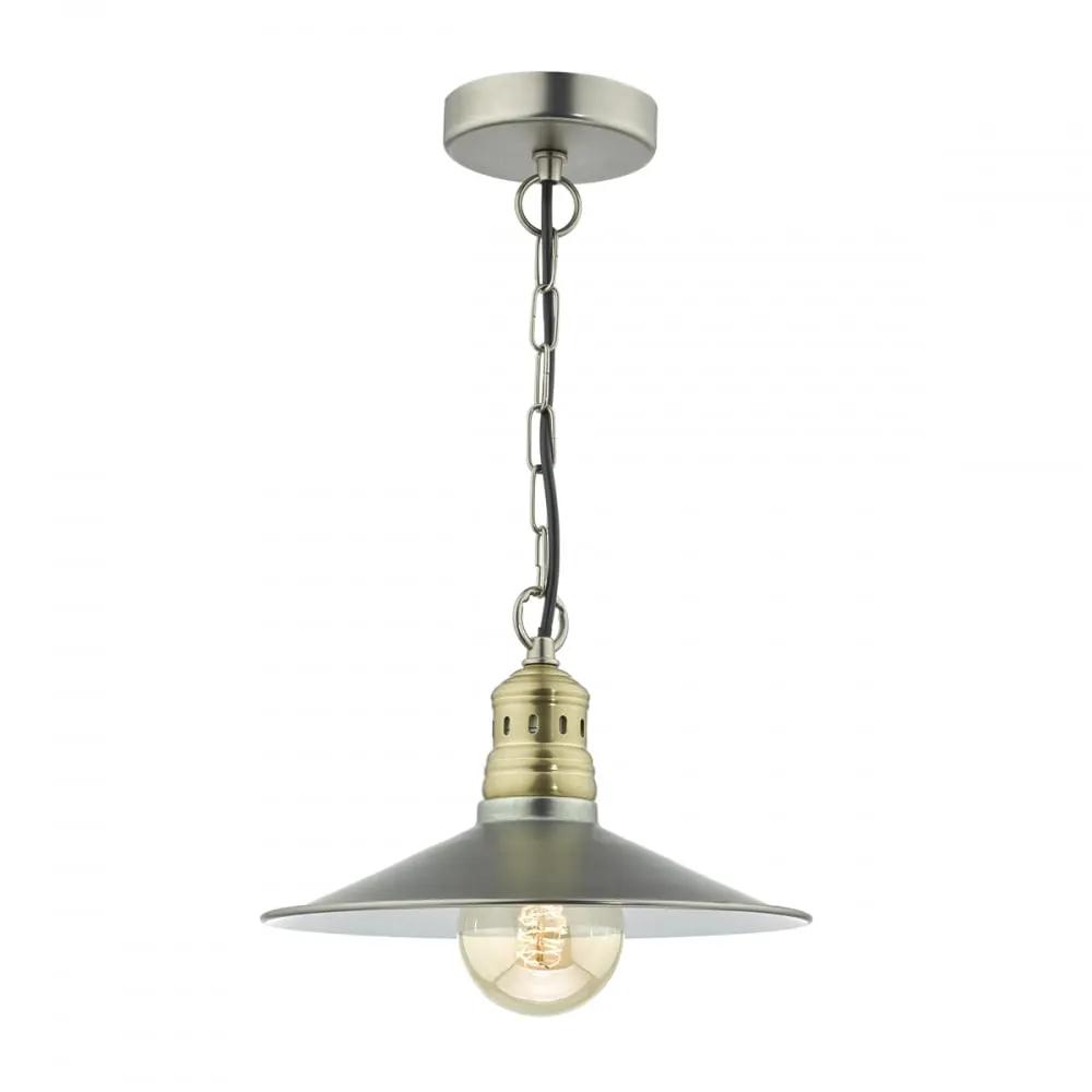 dar lighting Där Lighting Group, ESR0161 Esra 1 Light Pendant Antique Chrome Antique Brass (SD) - dar lighting Där Lighting Group, ESR0161 Esra 1 Light Pendant Antique Chrome Antique Brass (SD)