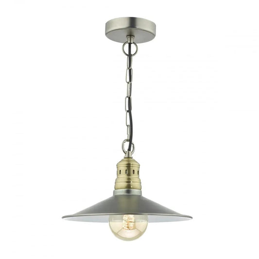 dar lighting Där Lighting Group, ESR0161 Esra 1 Light Pendant Antique Chrome Antique Brass (SD) - dar lighting Där Lighting Group, ESR0161 Esra 1 Light Pendant Antique Chrome Antique Brass (SD)