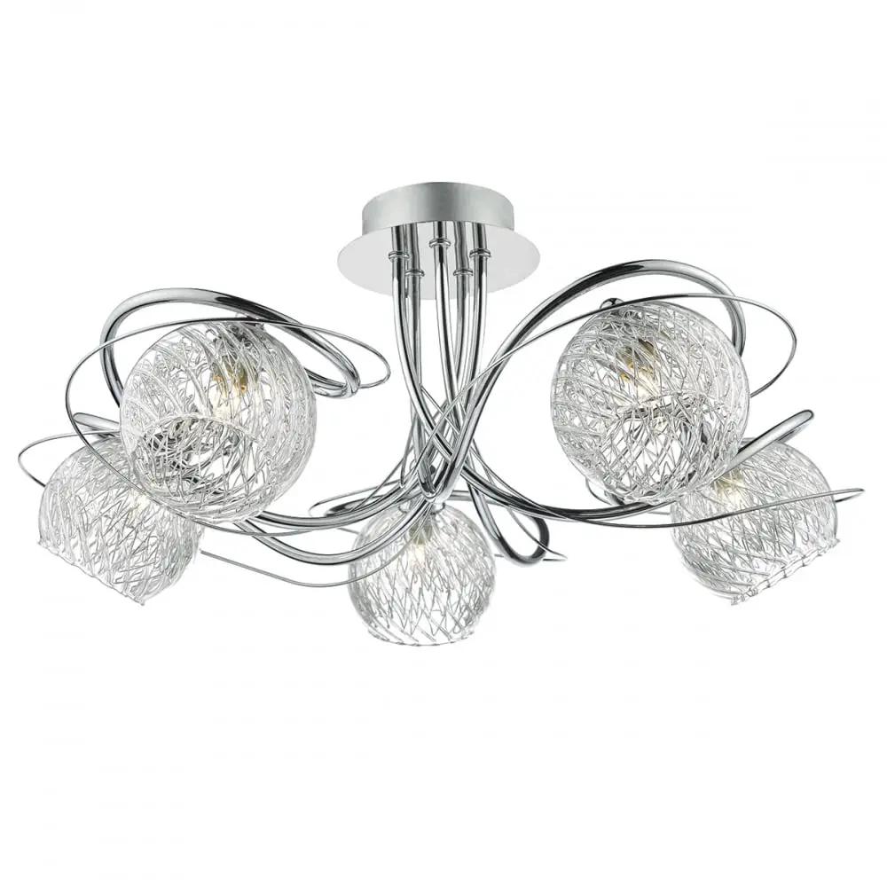 dar lighting Där Lighting Group Dar REH0550 Rehan 5 Light Semi Flush Polished Chrome - dar lighting Där Lighting Group Dar REH0550 Rehan 5 Light Semi Flush Polished Chrome
