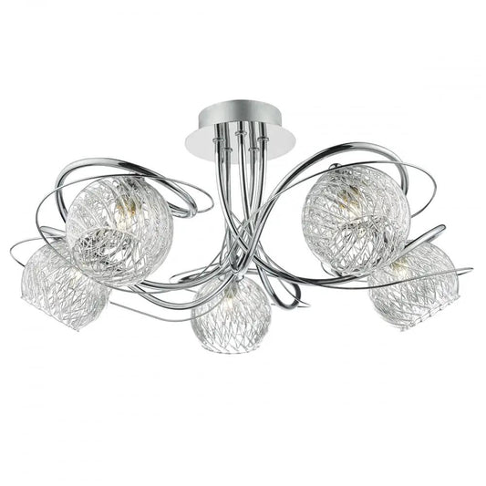 dar lighting Där Lighting Group Dar REH0550 Rehan 5 Light Semi Flush Polished Chrome - dar lighting Där Lighting Group Dar REH0550 Rehan 5 Light Semi Flush Polished Chrome