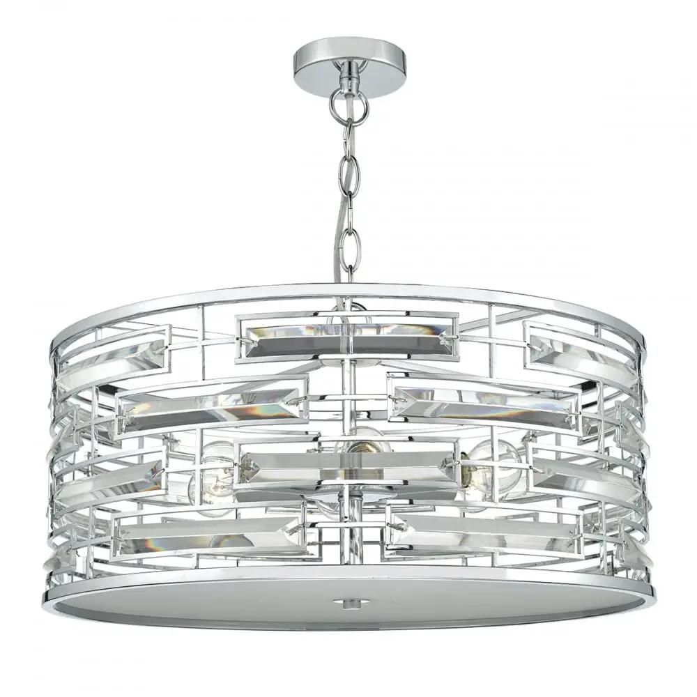 dar lighting Dar Lighting Group, Dar SEV0650 Seville 6 Light Pendant Polished Chrome Crystal (S) - dar lighting Dar Lighting Group, Dar SEV0650 Seville 6 Light Pendant Polished Chrome Crystal (S)