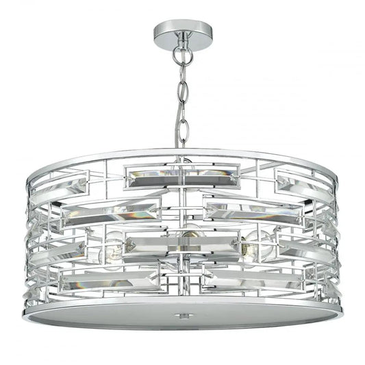 dar lighting Dar Lighting Group, Dar SEV0650 Seville 6 Light Pendant Polished Chrome Crystal (S) - dar lighting Dar Lighting Group, Dar SEV0650 Seville 6 Light Pendant Polished Chrome Crystal (S)
