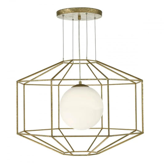 dar lighting Där Lighting Group Dar IZM0135 Izmir 1 Light Pendant Hexagonal Gold Effect Opal Glass - dar lighting Där Lighting Group Dar IZM0135 Izmir 1 Light Pendant Hexagonal Gold Effect Opal Glass