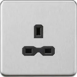 Brushed Chrome ML 13A 1G Unswitched Socket - Brushed Chrome with Black Insert - Electrical Brushed Chrome ML 13A 1G Unswitched Socket - Brushed Chrome with Black Insert Electrical