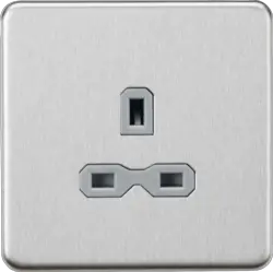 Brushed Chrome ML 13A 1G Unswitched Socket - Brushed Chrome with Grey Insert - Electrical Brushed Chrome ML 13A 1G Unswitched Socket - Brushed Chrome with Grey Insert Electrical