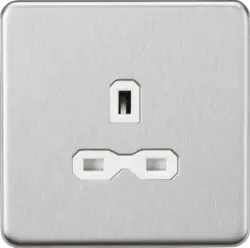 Brushed Chrome ML 13A 1G Unswitched Socket - Brushed Chrome with White Insert - Electrical Brushed Chrome ML 13A 1G Unswitched Socket - Brushed Chrome with White Insert Electrical