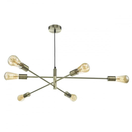 dar lighting Där Lighting Group Dar ALA0675 Alana 6 Light Adjustable Pendant Antique Brass - dar lighting Där Lighting Group Dar ALA0675 Alana 6 Light Adjustable Pendant Antique Brass