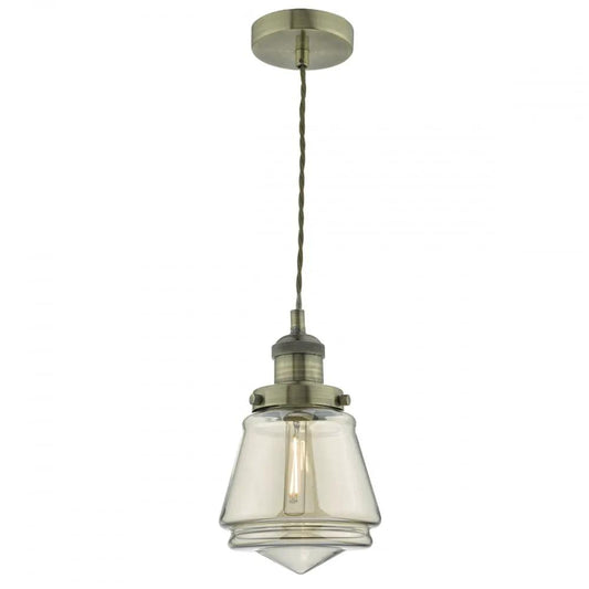 dar lighting Där Lighting Group, Dar CUR0175 Curtis 1 Light Pendant Antique Brass/ Champagne - dar lighting Där Lighting Group, Dar CUR0175 Curtis 1 Light Pendant Antique Brass/ Champagne