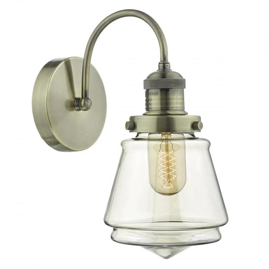 dar lighting Där Lighting Group, Dar CUR0775 Curtis 1 Light Wall Light Antique Brass/ Champagne - dar lighting Där Lighting Group, Dar CUR0775 Curtis 1 Light Wall Light Antique Brass/ Champagne