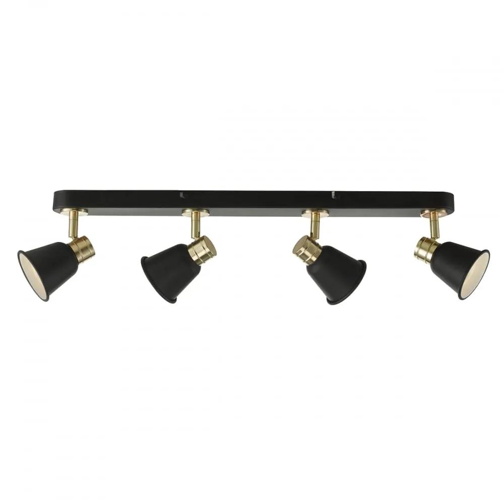 dar lighting Där Lighting Group, Dar FRY8454 Fry 4 Light Bar Plate Black Rose Gold - dar lighting Där Lighting Group, Dar FRY8454 Fry 4 Light Bar Plate Black Rose Gold