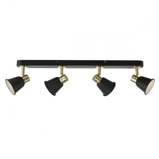 dar lighting Där Lighting Group, Dar FRY8454 Fry 4 Light Bar Plate Black Rose Gold - dar lighting Där Lighting Group, Dar FRY8454 Fry 4 Light Bar Plate Black Rose Gold