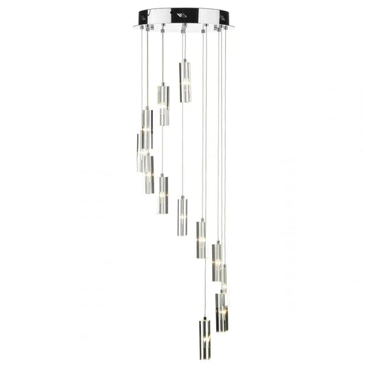 dar lighting Där Lighting Group, Dar GAL1250/LED Galileo 12 Light Stair Cluster Polished Chrome LED - dar lighting Där Lighting Group, Dar GAL1250/LED Galileo 12 Light Stair Cluster Polished Chrome LED