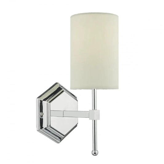 dar lighting Där Lighting Group, KLE0750 Klemens Single Wall Bracket Polished Chrome With Shade (SD) - dar lighting Där Lighting Group, KLE0750 Klemens Single Wall Bracket Polished Chrome With Shade (SD)