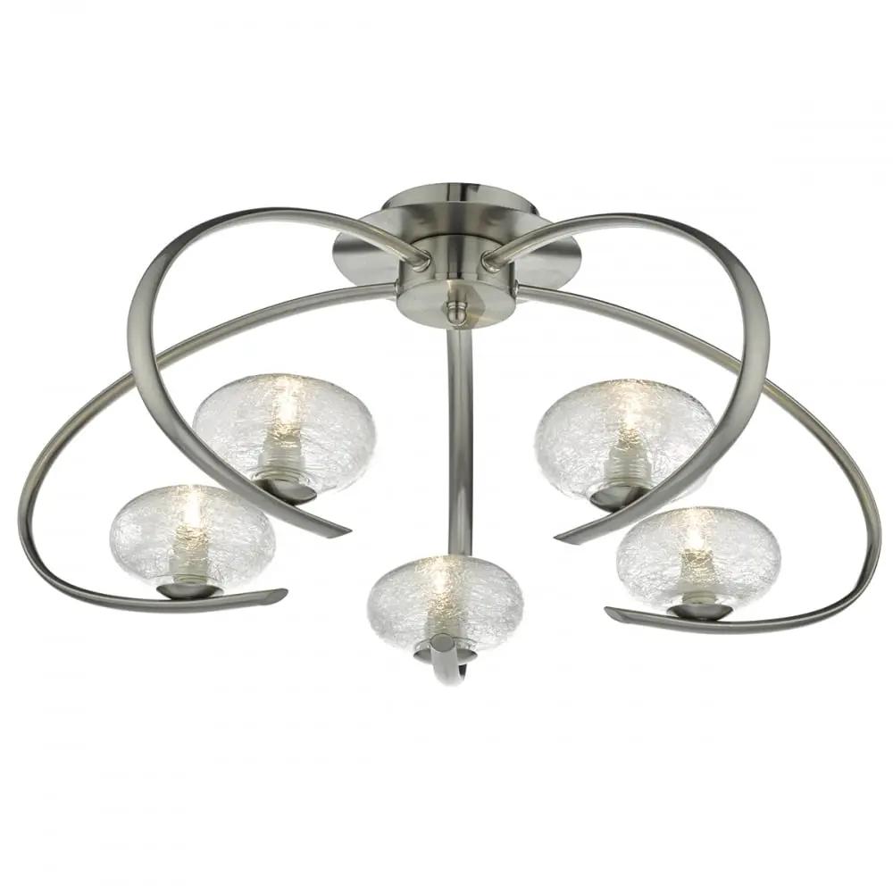 dar lighting Där Lighting Group, Dar LEI5446 Leighton 5 Light Semi Flush Satin Chrome - dar lighting Där Lighting Group, Dar LEI5446 Leighton 5 Light Semi Flush Satin Chrome