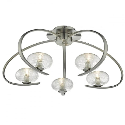 dar lighting Där Lighting Group, Dar LEI5446 Leighton 5 Light Semi Flush Satin Chrome - dar lighting Där Lighting Group, Dar LEI5446 Leighton 5 Light Semi Flush Satin Chrome