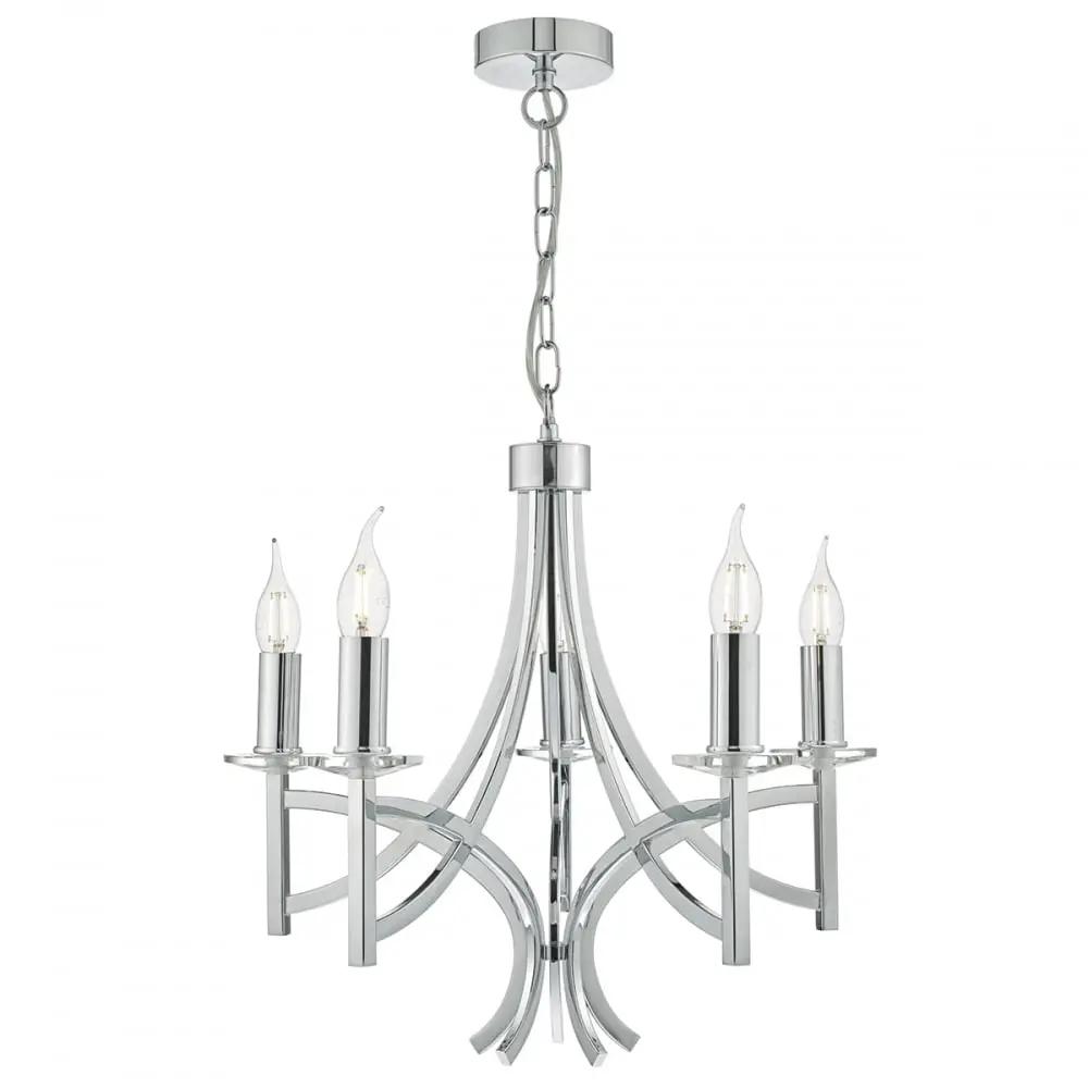 dar lighting Dar Lighting Group, Dar LYO0550 Lyon 5 Light Pendant Polished Chrome/Crystal (S) - dar lighting Dar Lighting Group, Dar LYO0550 Lyon 5 Light Pendant Polished Chrome/Crystal (S)