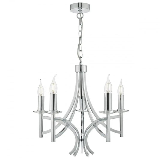 dar lighting Dar Lighting Group, Dar LYO0550 Lyon 5 Light Pendant Polished Chrome/Crystal (S) - dar lighting Dar Lighting Group, Dar LYO0550 Lyon 5 Light Pendant Polished Chrome/Crystal (S)