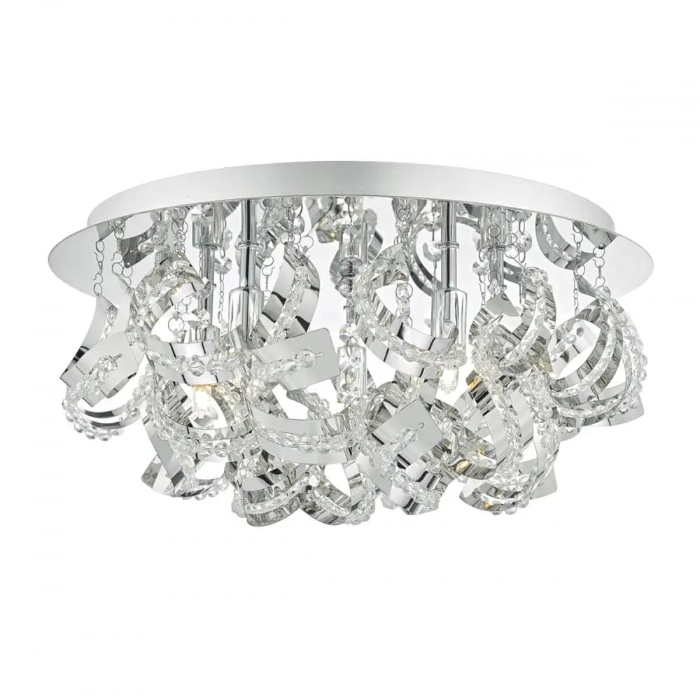 dar lighting Där Lighting Group, Dar MEZ5050 Mezen 5 Light Flush Polished Chrome/ Crystal - dar lighting Där Lighting Group, Dar MEZ5050 Mezen 5 Light Flush Polished Chrome/ Crystal