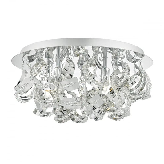 dar lighting Där Lighting Group, Dar MEZ5050 Mezen 5 Light Flush Polished Chrome/ Crystal - dar lighting Där Lighting Group, Dar MEZ5050 Mezen 5 Light Flush Polished Chrome/ Crystal