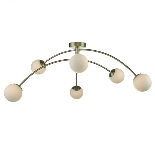 dar lighting Där Lighting Group Dar PUG6475 Puglia 6 Light Semi Flush Adjustable Antique Brass/ Opal - dar lighting Där Lighting Group Dar PUG6475 Puglia 6 Light Semi Flush Adjustable Antique Brass/ Opal