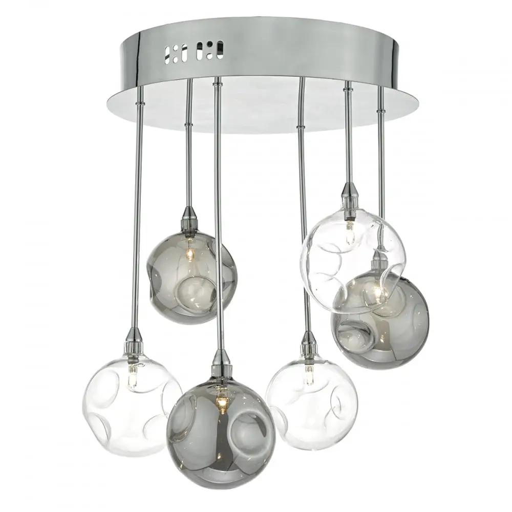 dar lighting Där Lighting Group, Dar QUI0610 Quinn 6 Light Semi Flush Smoked/ Clear - dar lighting Där Lighting Group, Dar QUI0610 Quinn 6 Light Semi Flush Smoked/ Clear