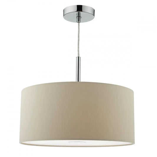 dar lighting Där Lighting Group, Dar RON1029 Ronda 3 Light Pendant 40CM Drum Ecru Faux Silk - dar lighting Där Lighting Group, Dar RON1029 Ronda 3 Light Pendant 40CM Drum Ecru Faux Silk