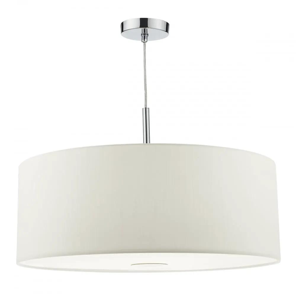 dar lighting Där Lighting Group Dar RON172 Ronda 3 Light Pendant 60CM Drum White Faux Silk - dar lighting Där Lighting Group Dar RON172 Ronda 3 Light Pendant 60CM Drum White Faux Silk