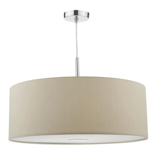 dar lighting Där Lighting Group Dar RON1729 Ronda 3 Light Pendant 60CM Drum Ecru Faux Silk - dar lighting Där Lighting Group Dar RON1729 Ronda 3 Light Pendant 60CM Drum Ecru Faux Silk