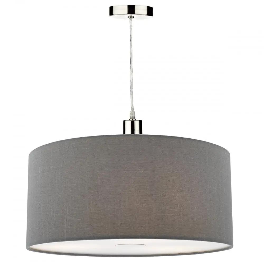 dar lighting Där Lighting Group, Dar RON6539 Ronda Easy Fit 40CM Faux Silk Grey Drum Shade - dar lighting Där Lighting Group, Dar RON6539 Ronda Easy Fit 40CM Faux Silk Grey Drum Shade