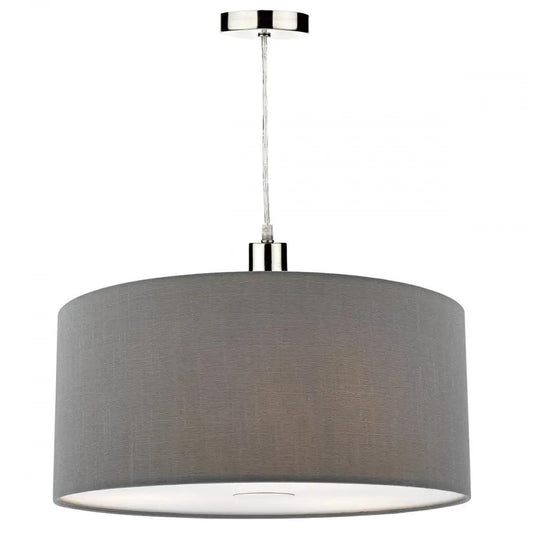 dar lighting Där Lighting Group, Dar RON6539 Ronda Easy Fit 40CM Faux Silk Grey Drum Shade - dar lighting Där Lighting Group, Dar RON6539 Ronda Easy Fit 40CM Faux Silk Grey Drum Shade