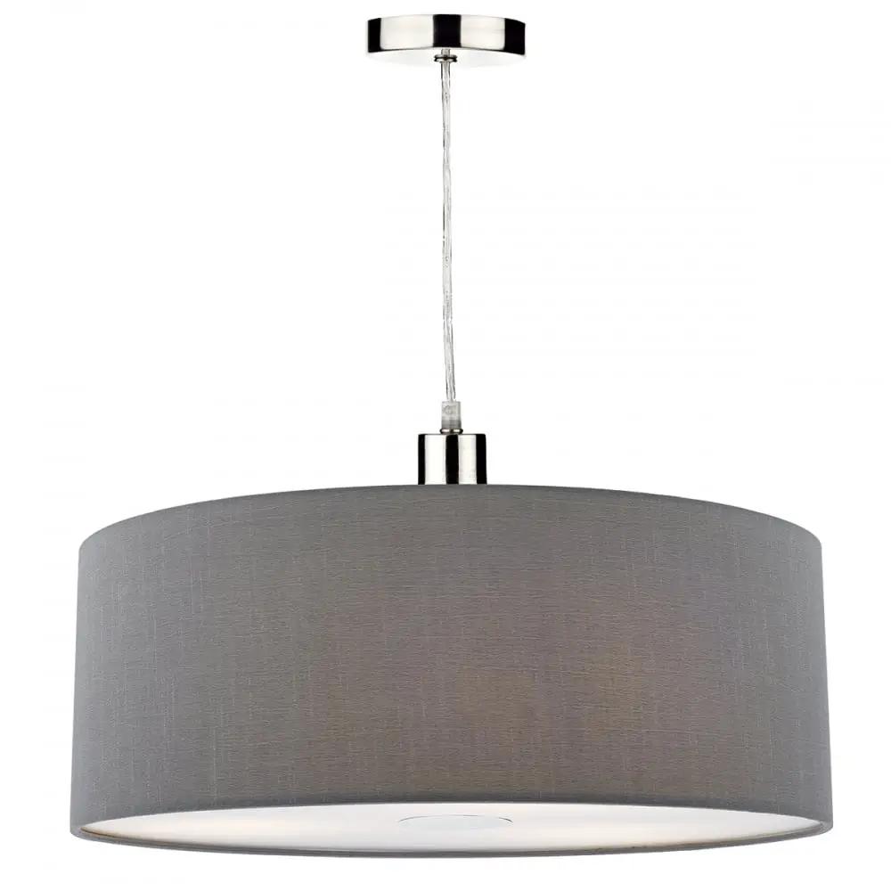 dar lighting Där Lighting Group Dar RON8639 Ronda Easy Fit 60CM Faux Silk Grey Drum Shade - dar lighting Där Lighting Group Dar RON8639 Ronda Easy Fit 60CM Faux Silk Grey Drum Shade
