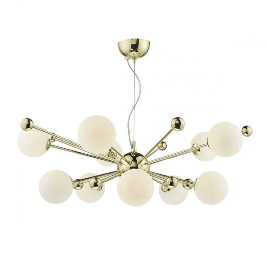 dar lighting Där Lighting Group, Dar URS2335 Ursa 10 Light Pendant Polished Gold/ Opal - dar lighting Där Lighting Group, Dar URS2335 Ursa 10 Light Pendant Polished Gold/ Opal