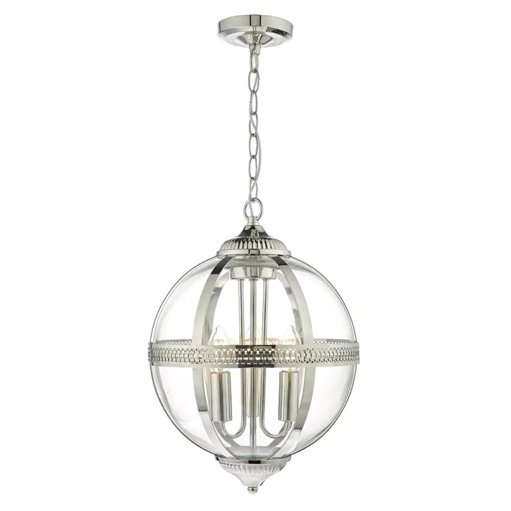 dar lighting Där Lighting Group, Dar VAN0338 Vanessa 3 Light Pendant Polished Nickel/ Clear - dar lighting Där Lighting Group, Dar VAN0338 Vanessa 3 Light Pendant Polished Nickel/ Clear