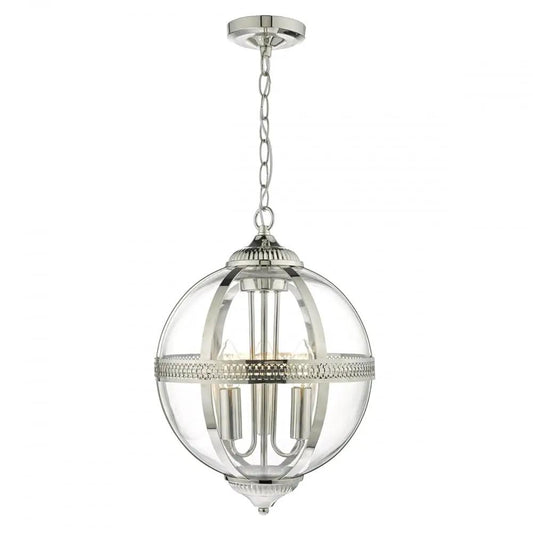 dar lighting Där Lighting Group, Dar VAN0338 Vanessa 3 Light Pendant Polished Nickel/ Clear - dar lighting Där Lighting Group, Dar VAN0338 Vanessa 3 Light Pendant Polished Nickel/ Clear