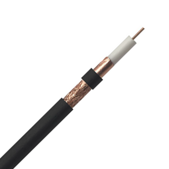 Premium black coaxial cable with copper core and PVC insulation for electrical wiring