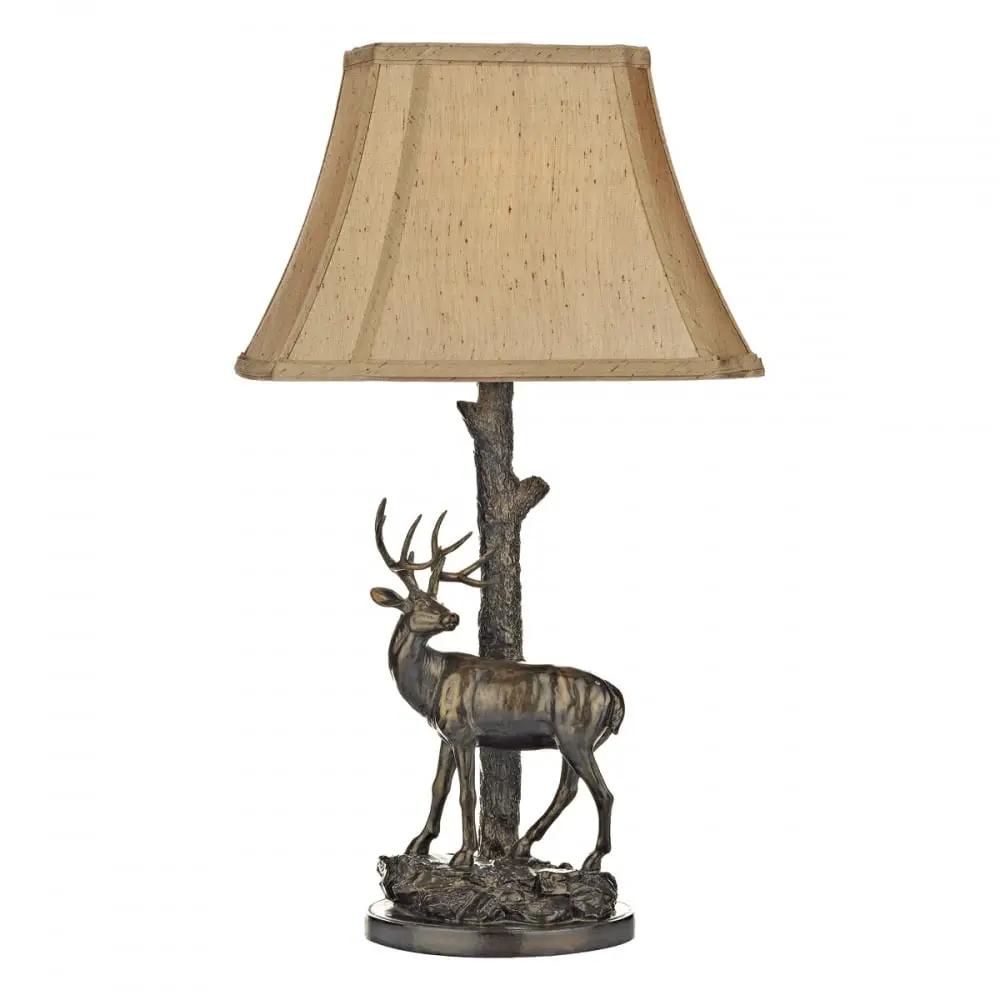 dar lighting Där Lighting Group, Dar GUL5545/X Gulliver Stag Table Lamp Aged Brass With Shade - dar lighting Där Lighting Group, Dar GUL5545/X Gulliver Stag Table Lamp Aged Brass With Shade