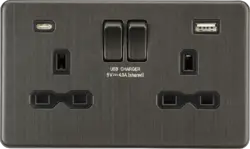 ml smoked bronze 13A 2G SP Switched Socket with Dual USB A+C (5V DC 4.0A shared) - Smoked Bronze with Black Insert - Electrical ml smoked bronze 13A 2G SP Switched Socket with Dual USB A+C (5V DC 4.0A shared) - Smoked Bronze with Black Insert Electrical