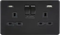 ml matt black 13A 2G SP Switched Socket with Dual USB A+C (5V DC 4.0A shared) - Matt Black with Black Insert - ml matt black 13A 2G SP Switched Socket with Dual USB A+C (5V DC 4.0A shared) - Matt Black with Black Insert