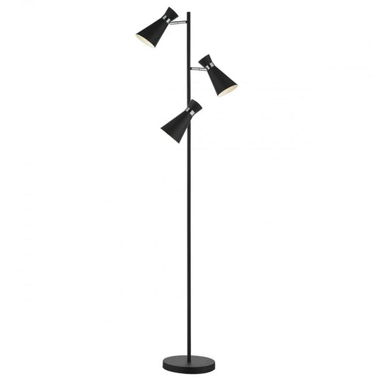 dar lighting Där Lighting Group, Dar ASH4922 Ashworth 3 Light Floor Lamp Black Polished Chrome - dar lighting Där Lighting Group, Dar ASH4922 Ashworth 3 Light Floor Lamp Black Polished Chrome